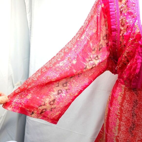 Bill Blass Jeans Vintage Sheer Embellished Tunic/ Midi Pink Women's 2X Runs Smal - Picture 5 of 14